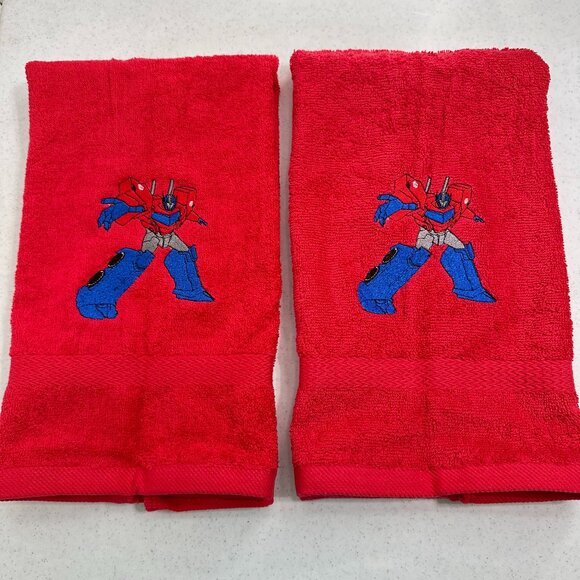 Transformers Towels Embroidered Autobots Hand Towel Set Optimus Bumblebee Robots - Picture 2 of 5